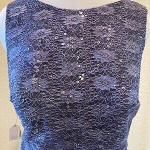 Steel Blue with sequence: Mother of the groom - long dress - Size 6 wide